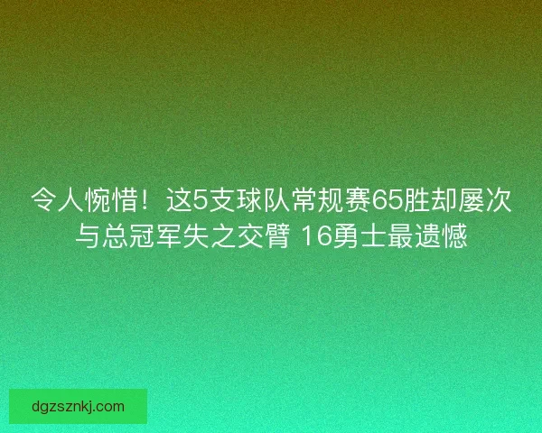 令人惋惜！这5支球队常规赛65胜却屡次与总冠军失之交臂 16勇士最遗憾