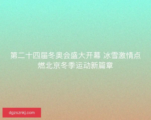 第二十四届冬奥会盛大开幕 冰雪激情点燃北京冬季运动新篇章